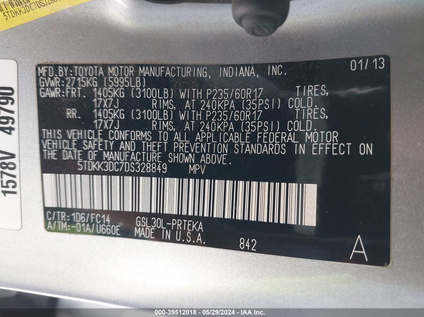 2013 TOYOTA SIENNA LE - 5TDKK3DC7DS328849
