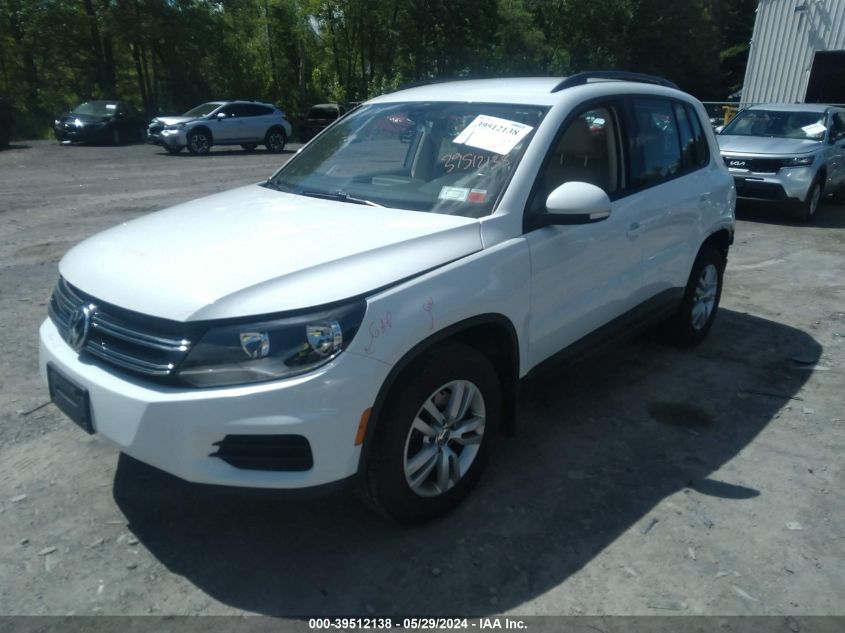 2016 Volkswagen Tiguan S VIN: WVGBV7AX8GW525843 Lot: 39512138