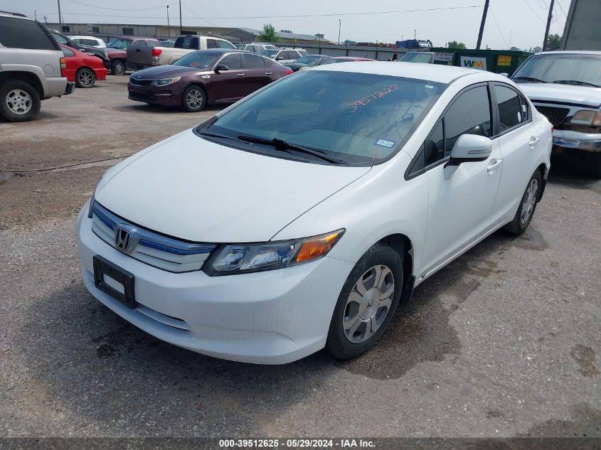 2012 Honda Civic Hybrid VIN: JHMFB4F2XCS007646 Lot: 39512625