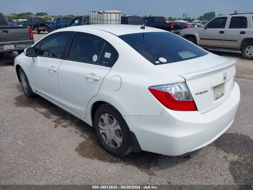 2012 Honda Civic Hybrid VIN: JHMFB4F2XCS007646 Lot: 39512625