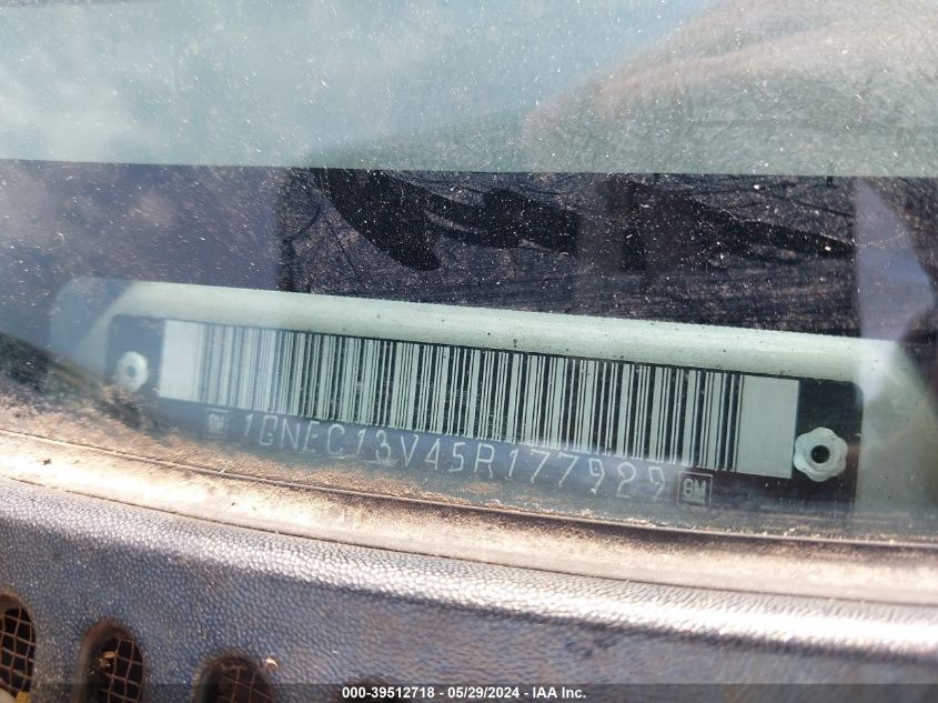 2005 Chevrolet Tahoe Ls VIN: 1GNEC13V45R177929 Lot: 39512718