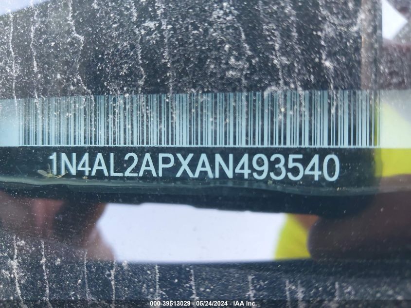 2010 Nissan Altima 2.5 S VIN: 1N4AL2APXAN493540 Lot: 39513029