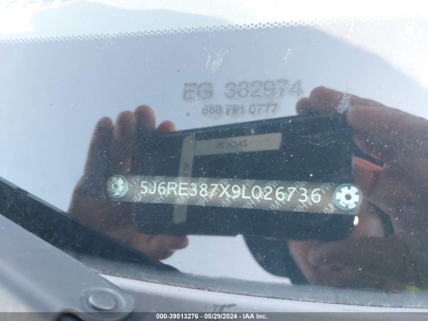 2009 Honda Cr-V Ex-L VIN: 5J6RE387X9L026736 Lot: 39513276