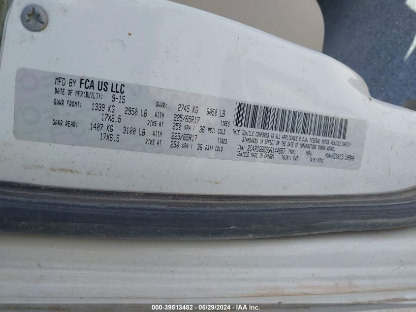 2016 Dodge Grand Caravan Se Plus VIN: 2C4RDGBG5GR144657 Lot: 39513482