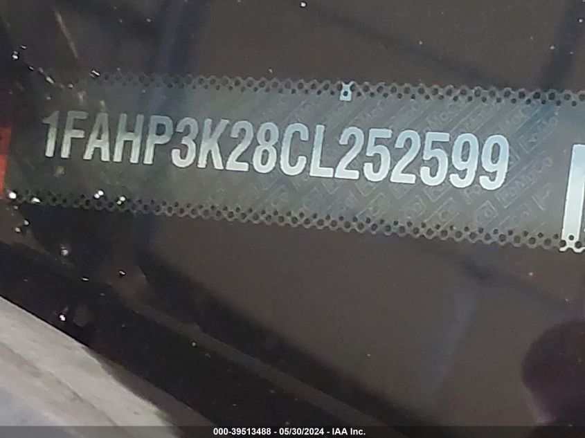 2012 Ford Focus Se VIN: 1FAHP3K28CL252599 Lot: 39513488