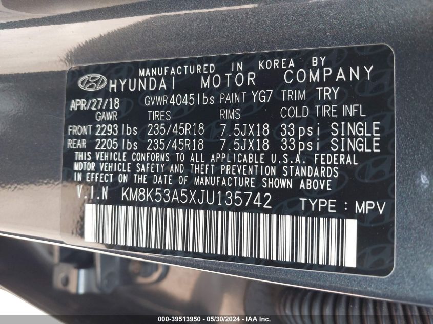 2018 HYUNDAI KONA ULTIMATE - KM8K53A5XJU135742