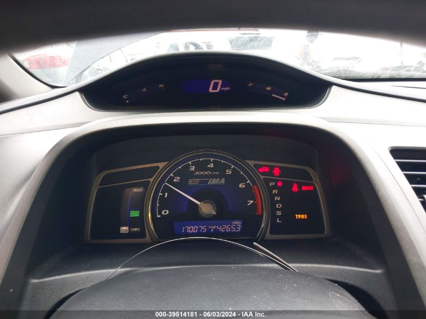 2009 Honda Civic Hybrid VIN: JHMFA36239S006294 Lot: 39514181