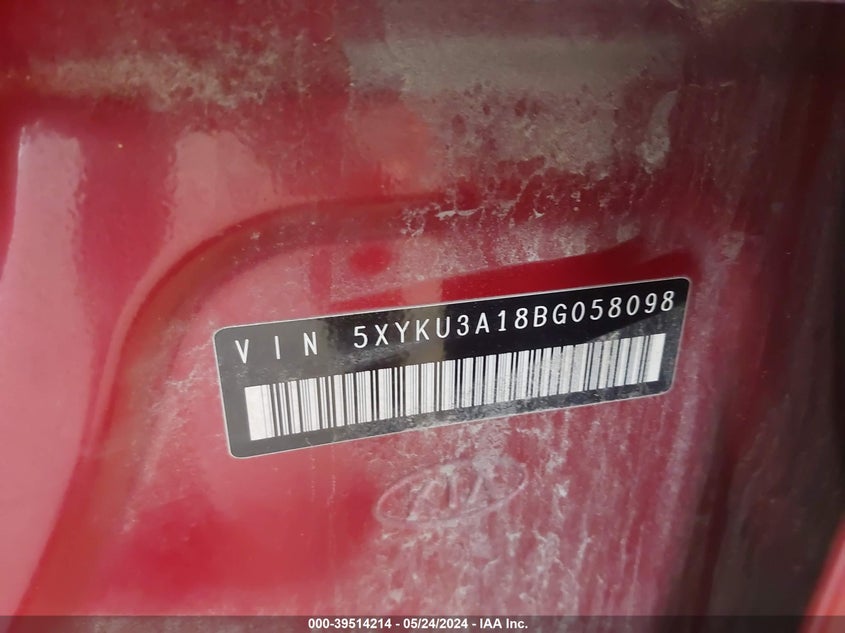 2011 Kia Sorento Ex VIN: 5XYKU3A18BG058098 Lot: 39514214