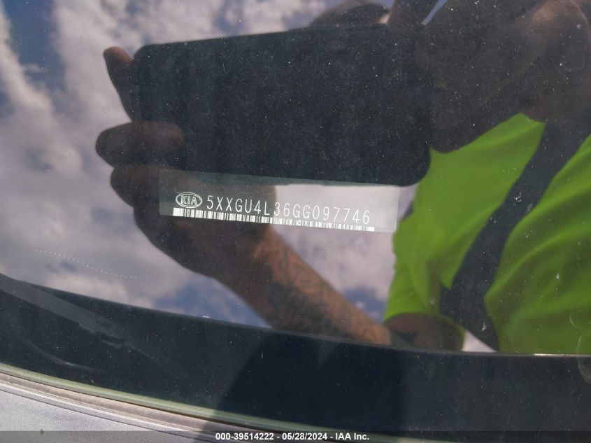 2016 Kia Optima Ex VIN: 5XXGU4L36GG097746 Lot: 39514222