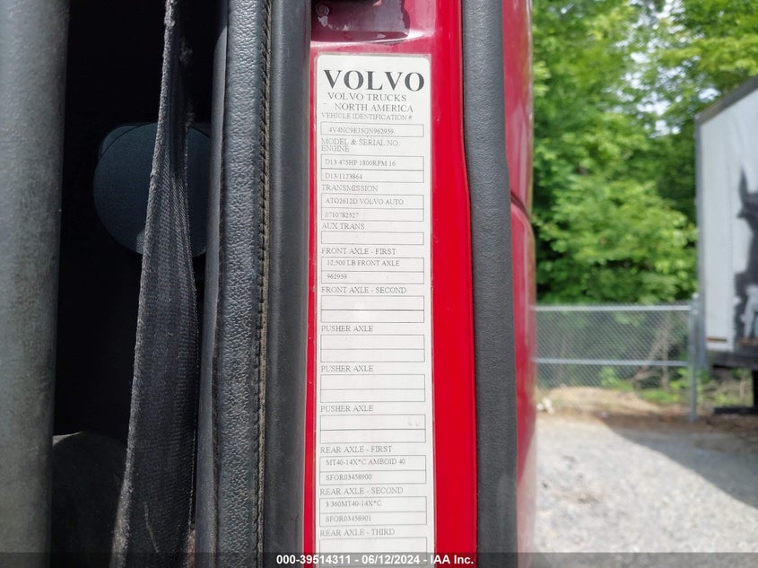 2016 Volvo Vn Vnl VIN: 4V4NC9EJ5GN962959 Lot: 39514311