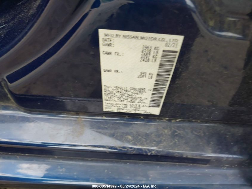 2021 Nissan Altima S Fwd VIN: 1N4BL4BV1MN362336 Lot: 39514977