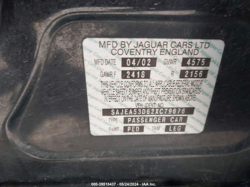 2002 Jaguar X-Type Sport Pkg VIN: SAJEA53D62XC79676 Lot: 39515437