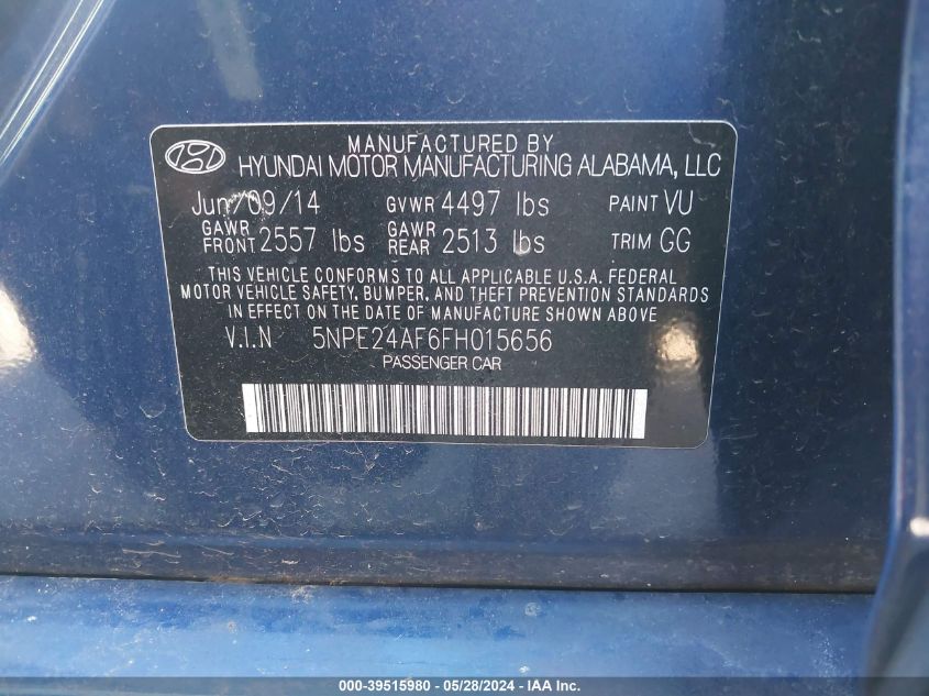 2015 HYUNDAI SONATA SE - 5NPE24AF6FH015656