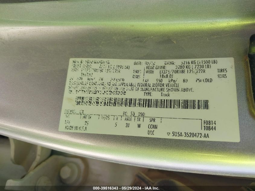 2018 Ford F-350 Xlt VIN: 1FT8W3BT2JEB65238 Lot: 39516343