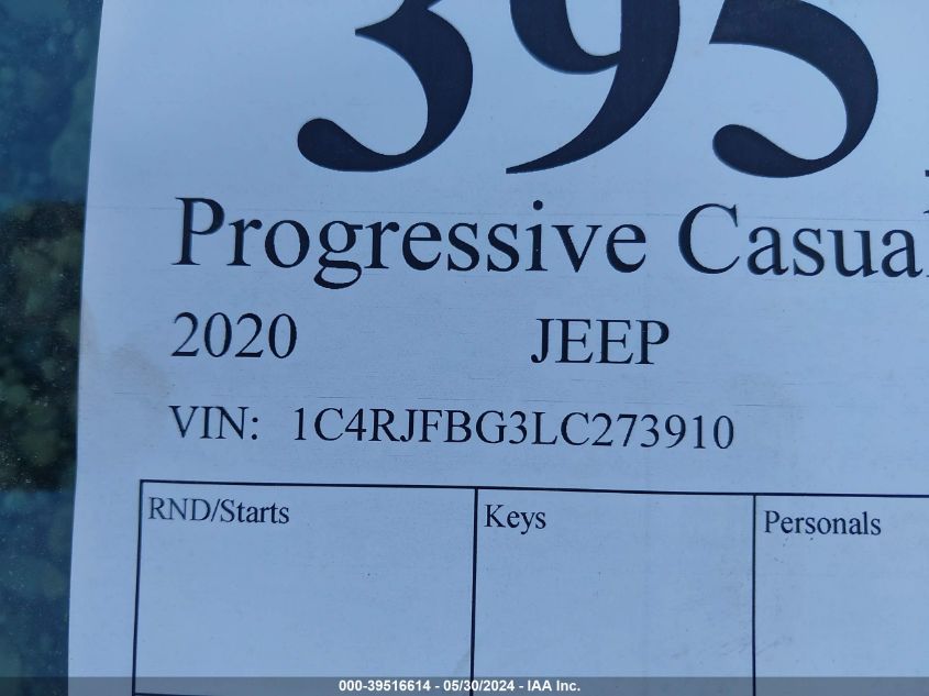 2020 Jeep Grand Cherokee Limited 4X4 VIN: 1C4RJFBG3LC273910 Lot: 39516614