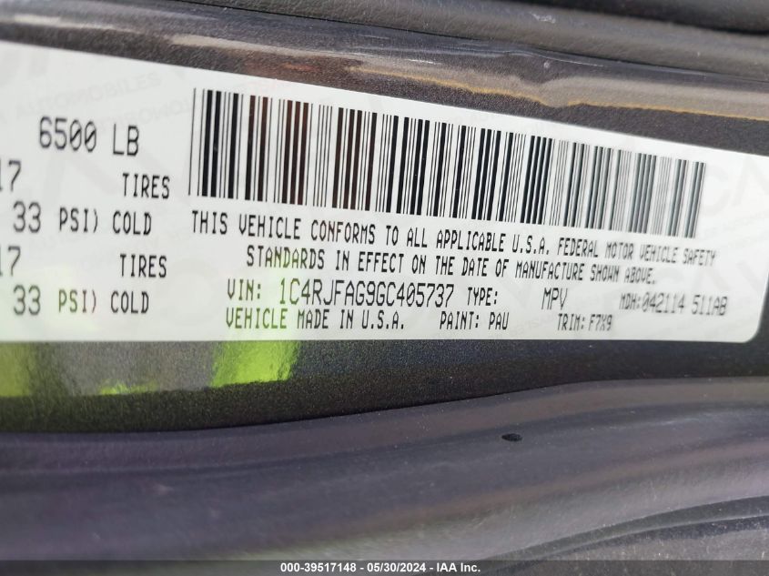 2016 Jeep Grand Cherokee Laredo VIN: 1C4RJFAG9GC405737 Lot: 39517148