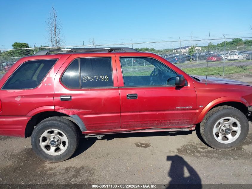 2001 Isuzu Rodeo Ls 3.2L/Ls 3.2L V6/Lse 3.2L V6/S/S 3.2L V6 VIN: 4S2DM58W914342170 Lot: 39517180