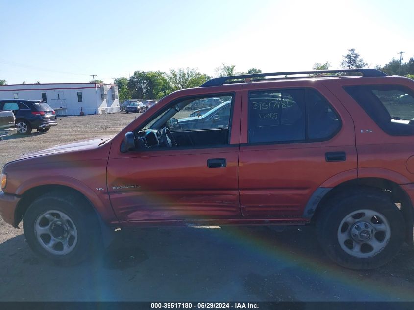 2001 Isuzu Rodeo Ls 3.2L/Ls 3.2L V6/Lse 3.2L V6/S/S 3.2L V6 VIN: 4S2DM58W914342170 Lot: 39517180