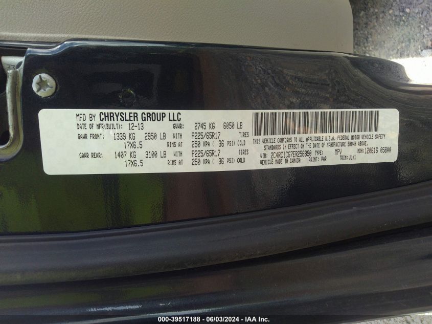 2014 Chrysler Town & Country Touring-L 30Th Anniversary VIN: 2C4RC1CG7ER256890 Lot: 39517188