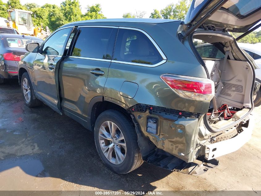 2015 Toyota Highlander Xle V6 VIN: 5TDKKRFH2FS065703 Lot: 39517201