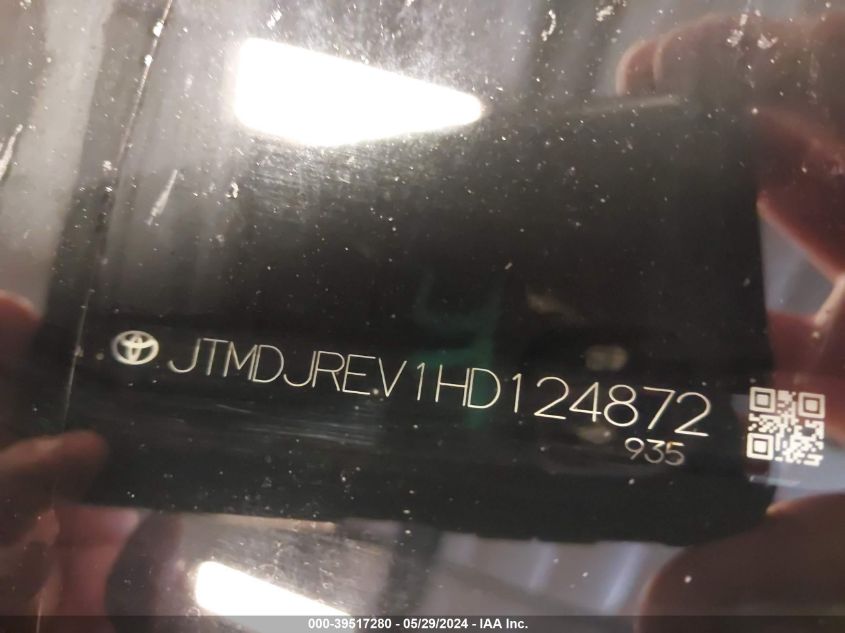 2017 Toyota Rav4 Hybrid Limited VIN: JTMDJREV1HD124872 Lot: 39517280