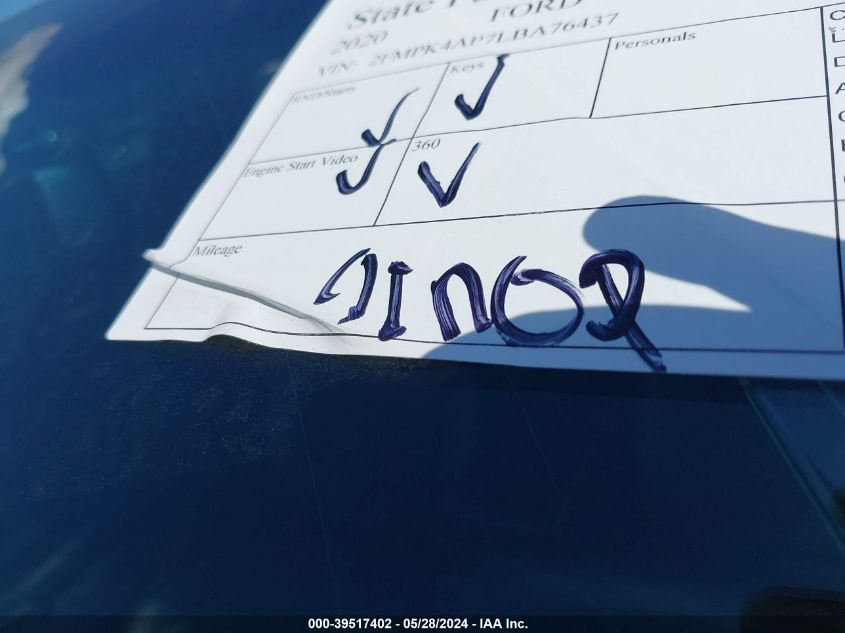 2020 Ford Edge St VIN: 2FMPK4AP7LBA76437 Lot: 39517402