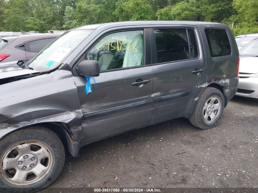 2013 Honda Pilot Lx VIN: 5FNYF4H27DB029775 Lot: 39517568