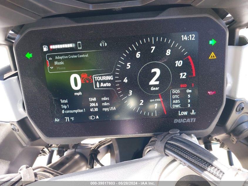 2023 Ducati Multistrada V4/V4S/V4 S Sport/V4 Pikes Peak VIN: ZDMAALVW3PB014848 Lot: 39517803