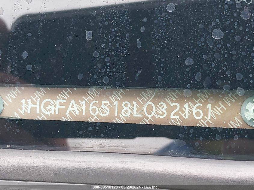 2008 Honda Civic Lx VIN: 1HGFA16518L032161 Lot: 39518128