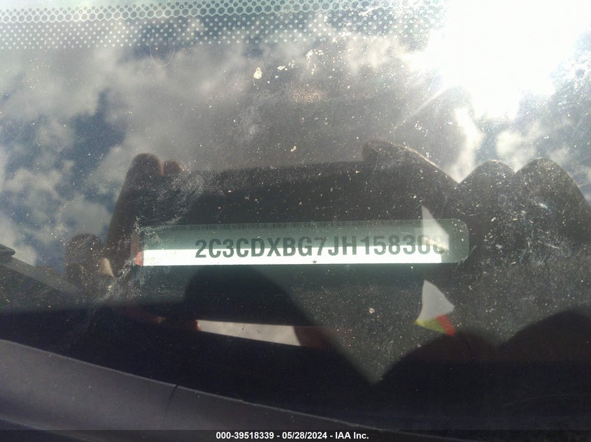 2018 Dodge Charger Sxt Rwd VIN: 2C3CDXBG7JH158308 Lot: 39518339