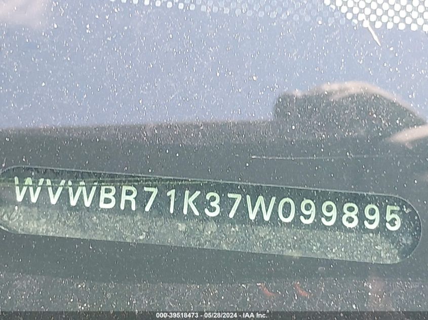 2007 Volkswagen Rabbit 2-Door VIN: WVWBR71K37W099895 Lot: 39518473