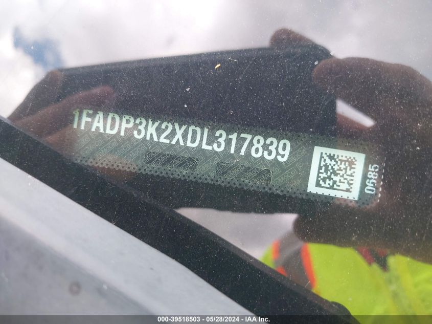 2013 Ford Focus Se VIN: 1FADP3K2XDL317839 Lot: 39518503