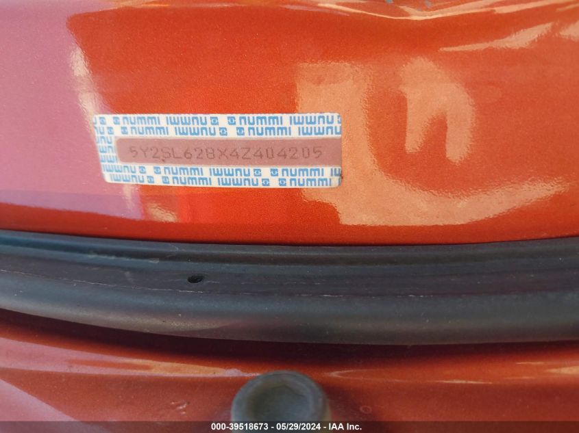 2004 Pontiac Vibe VIN: 5Y2SL628X4Z404205 Lot: 39518673