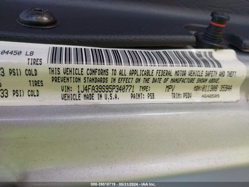 2005 Jeep Wrangler X VIN: 1J4FA39S95P340771 Lot: 39518719