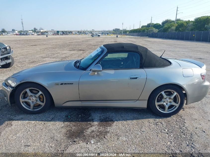 2002 Honda S2000 VIN: JHMAP11472T003758 Lot: 39518914