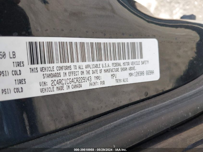 2012 Chrysler Town & Country Touring-L VIN: 2C4RC1CG4CR229143 Lot: 39518958