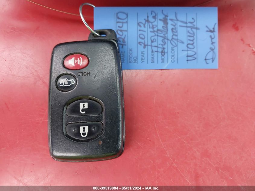 2012 Toyota Highlander Limited V6 VIN: 5TDYK3EH6CS074750 Lot: 39519084