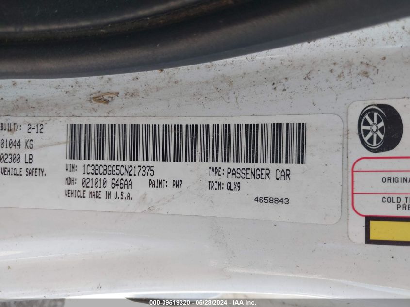 2012 Chrysler 200 S VIN: 1C3BCBGG5CN217375 Lot: 39519320