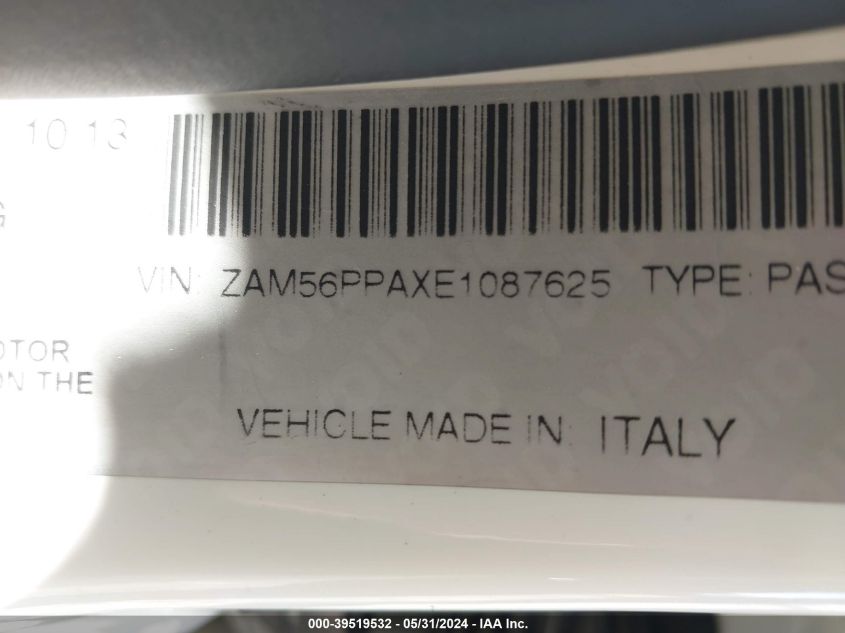 2014 Maserati Quattroporte Gts VIN: ZAM56PPAXE1087625 Lot: 39519532