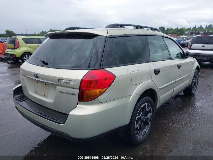 2007 Subaru Outback 2.5I Basic VIN: 4S4BP61C477302372 Lot: 39519698