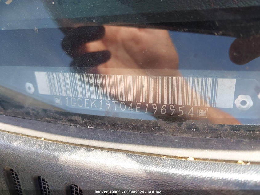 2004 Chevrolet Silverado 1500 Z71 VIN: 1GCEK19T04E196954 Lot: 39519863