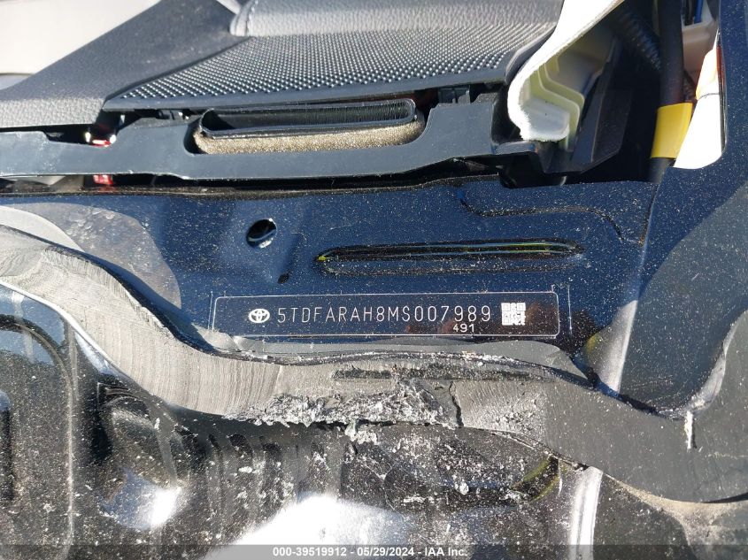 2021 Toyota Highlander Hybrid Platinum VIN: 5TDFARAH8MS007989 Lot: 39519912