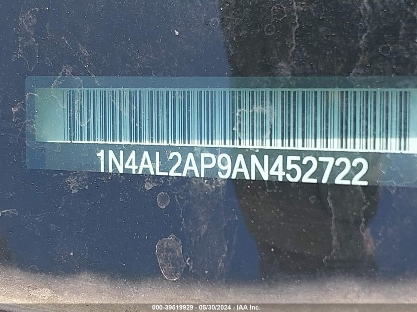 2010 Nissan Altima 2.5 S VIN: 1N4AL2AP9AN452722 Lot: 39519929