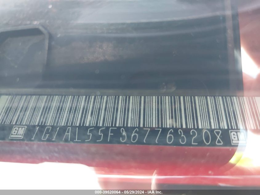 2006 Chevrolet Cobalt Lt VIN: 1G1AL55F367763208 Lot: 39520064