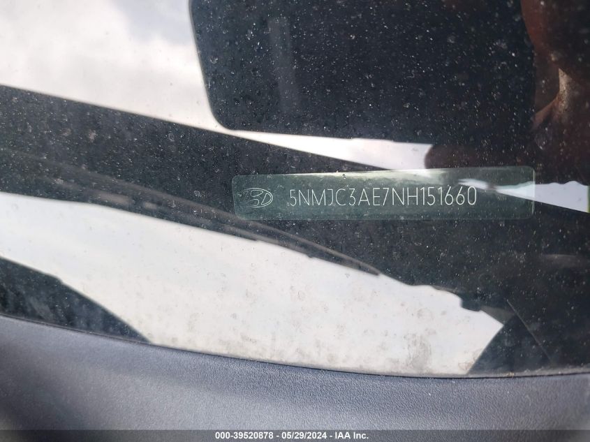 2022 Hyundai Tucson Sel VIN: 5NMJC3AE7NH151660 Lot: 39520878