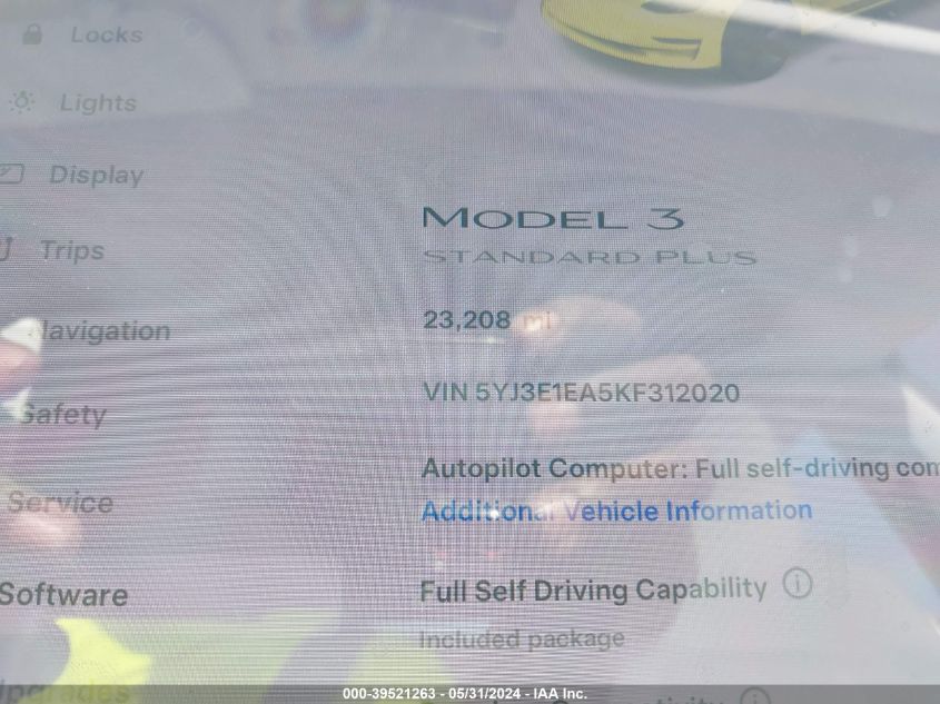 2019 TESLA MODEL 3 LONG RANGE/MID RANGE/STANDARD RANGE/STANDARD RANGE PLUS - 5YJ3E1EA5KF312020