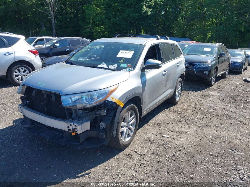 2016 Toyota Highlander Le V6 VIN: 5TDBKRFH8GS262683 Lot: 39521375