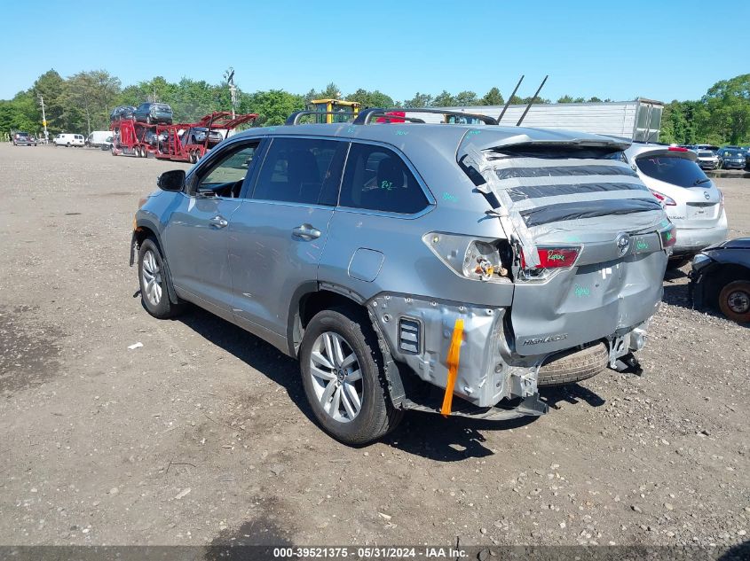 2016 Toyota Highlander Le V6 VIN: 5TDBKRFH8GS262683 Lot: 39521375