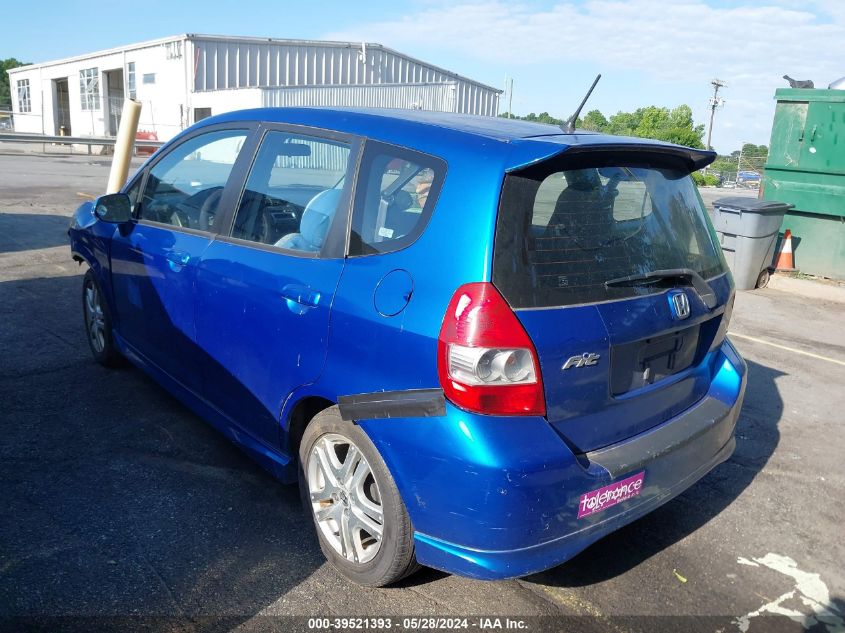 2007 Honda Fit Sport VIN: JHMGD38607S009338 Lot: 39521393