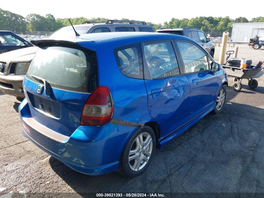 2007 Honda Fit Sport VIN: JHMGD38607S009338 Lot: 39521393